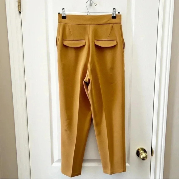 Topshop Betty Peg Trousers High Waisted Cropped Paperbag Pants Tan Camel Size 4 - Picture 6 of 16